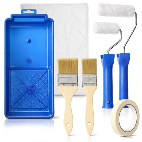 com-four® 9X Ensemble de Peintre pièces - Pinceau, Rouleau à Peinture et Accessoires pour Les travaux de rénovation