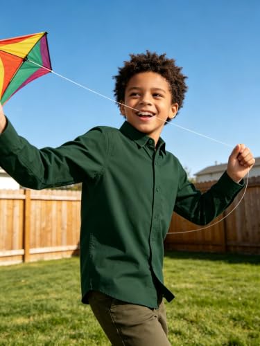 Image of DHTS Boys' Dress Shirts Toddle Boy Long Sleeve Uniform Shirt for Kids