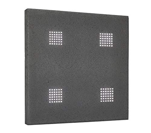 Preisvergleich Produktbild LED Terrassenplatte aus Lichtbeton 40x40x4 cm mit integrierten und austauschbaren LED Modulen, Lichtleitung an die Oberfläche durch hochwertiges und dauerhaftes Lichtwellenleitersystem