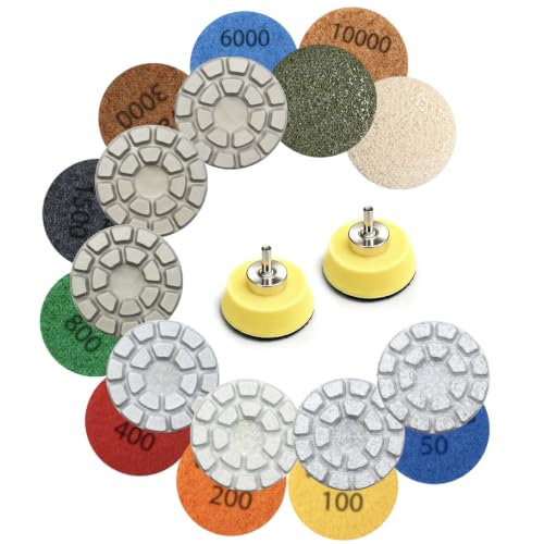 Image of 1.2 inch Diamond Polishing Pads 11 PCS | Polish Pad Kit for Concrete Granite Marble Quartz Countertop Stone Rock for Drill Grinder Polisher