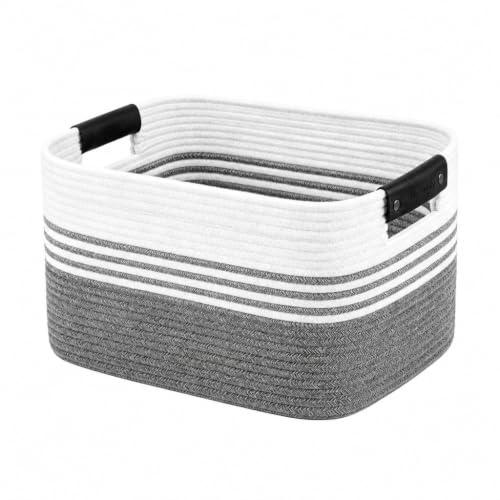 Image of 19.2GAL Sturdy Large Laundry Basket with Handles for Bathroom, Dorm Dirty Clothes, Portable Aesthetic Boho Cute Woven Storage Blanket Baskets for Living Room Decor Girls Boys Pets Toys Mix Black