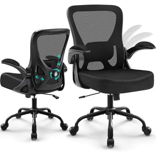 Image of AreShark Office Chair - Ergonomic Breathable Mesh Desk Chair with Adjustable Lumbar Support and Flip-up Armrests - Executive High Back Rolling Swivel Comfortable Computer Gaming Chair for Home Office