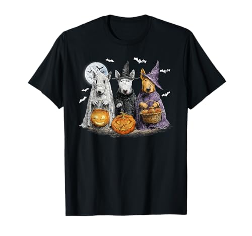 Herren Damen Bullterrier Happy Halloween Dogs Lover T-Shirt Herren Damen Bullterrier Happy Halloween Dogs Lover T-Shirt