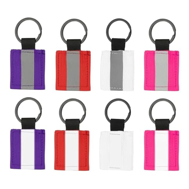 PATIKIL 8 Pcs Reflective Keychain, Reflective Strips High Visibility Safety Keychain Tags Lanyards Pendants Bright Zipper Pulls Waterproof for Backpack Running Cycling