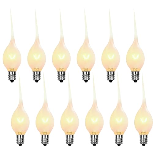 Silicone Dipped Candle Light Bulbs 5 Watts Country Style Candle Replacement Bulbs Christmas Decoration Night Light Bulbs for Electric Window Candles Chandeliers C7/E12 Candelabra Base 12 Pack