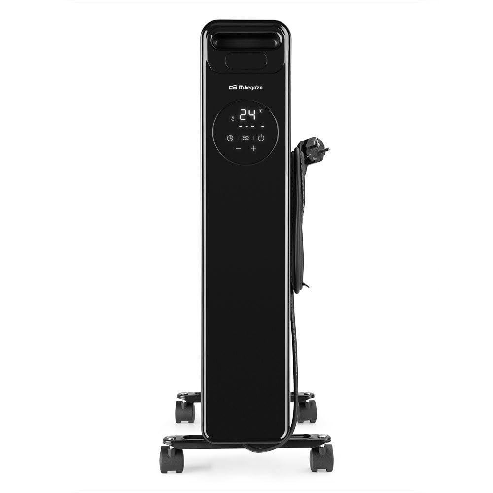 Orbegozo RAD 2510 - Radiador de aceite, 3 potencias, temporizador, pantalla LED, Asa, mando a distancia, protección sobrecalentamiento, 2500 W