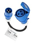 RamTouch Fly Lead Socket Converter (16A Caravan Plug to 32A CEE Socket, 50cm, IP44, Max. 16A, 3G2.5mm²) - CEE Adapter for Portable EV Charger, Mobile Wallbox, and Mobile EV Charging Station