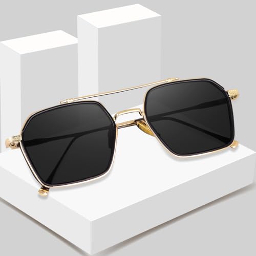 Image of CREEK Unisex Full Rim Hexagonal Branded and Stylish Sunglasses | 100% UV Protected | Men & Women | Medium | CH S1145-Pack of 1