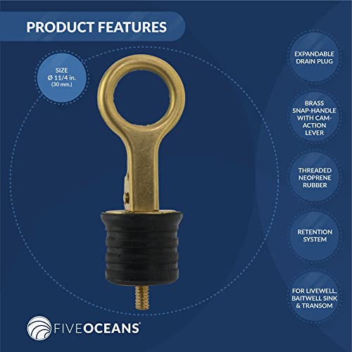 Five Oceans Fo3834 Snap Handle Marine Rubber Drain Plug, 1-1/4 Inches #TOP1