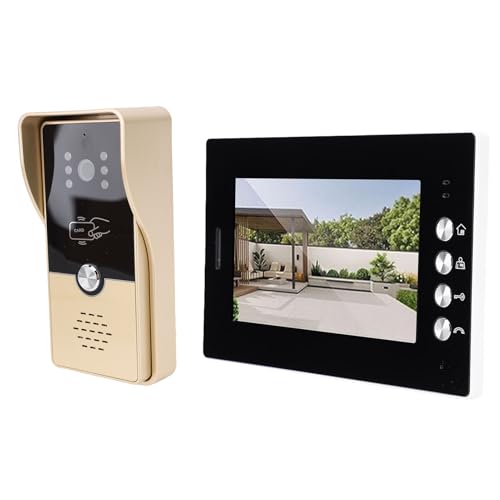Entrada de Puerta de Video Cableado, Timbre de Intercomunicador de Video con Pantalla TFT de 7 Pulgadas de 120º Cámara de Gran Angular (Enchufe de la UE)