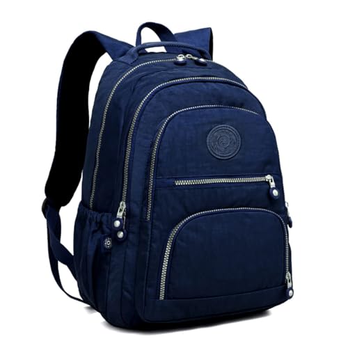 Mochila Bolsa Leve Fofa Feminina Moderna Estilosa Faculdade Escola Viagem Trabalho Passeio Academia Dia a Dia Grande Espaçosa Fashion Menina Estudante Casual Durável Qualidade Unisex Azul Marinho