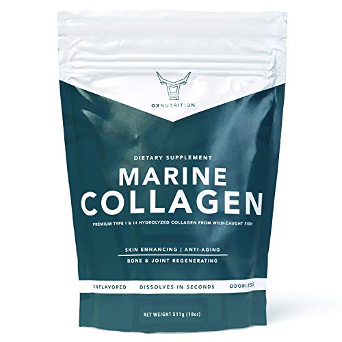 OXNUTRITION North Atlantic Wild Caught Marine Collagen Powder | Type 1 and 3 Hydrolyzed Fish Collagen Peptides | Large 18 Ounce | Rich in Amino Acids for Skin, Hair and Nails | Keto | Unflavored