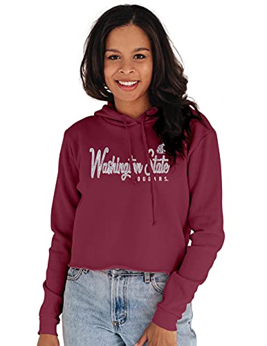Blue 84 Women's Washington State Cougars Vintage Crop Hoodie, Washington State Cougars Maroon, Medium
