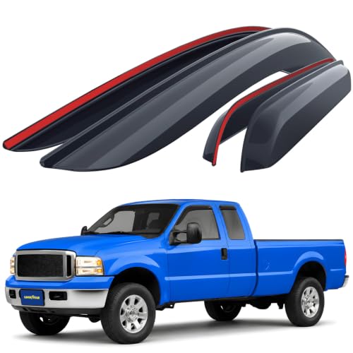 Goodyear Shatterproof Window Deflectors for Trucks Ford F250 F350 Super Duty 1999-2016 SuperCab, Tape-on Rain Guards, Window Visors, Vent Deflector, Vent Visor, Truck Accessories, 4 pcs-GY008528