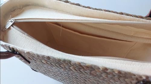 Generic Lepironia Articulata Bag, Small Square Size with Zipper Closure, Black, Beige4