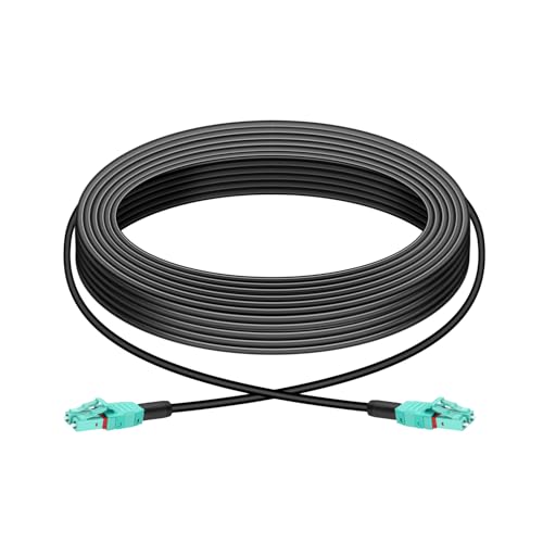Lc to Lc Fiber Optic Cable Uniboot LC 100m/328ft,LSZH Armored Duplex Fiber Optic Internet Cable 2 Core OM3 50/125um Outdoor Fiber Optic Cable OD-5mm,UPC Multimode Fiber Patch Cable