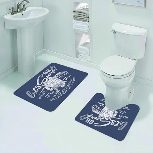 QRFASFZO Juego de Alfombrillas de baño, 2 Piezas,Antideslizantes,para baño y Inodoro,Decoración de Playa, Gorila surfeando con Tema Grunge Divertido,Alfombra baño Secado rapido
