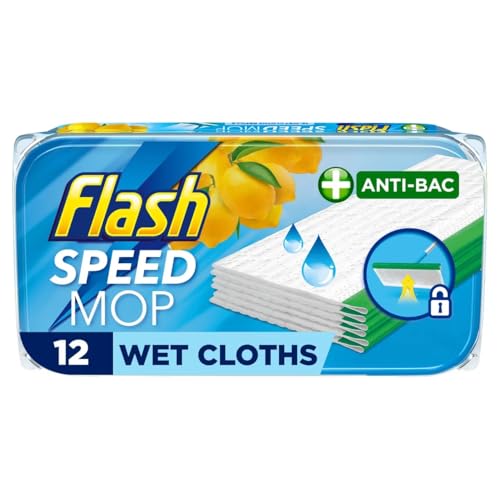 Flash Speedmop Antibacterial Lemon Wet Floor Cleaning Wipes, 12 Refills