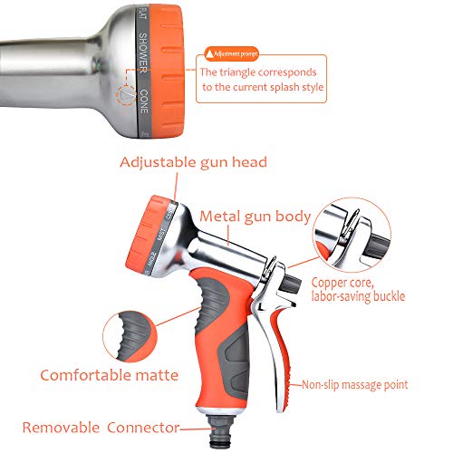 – LUFENG Upgraded Garden Hose 50FT 15M Expandable with Strongest Double Latex Core Water Hose Pipe with Solid Brass Fittings 9 Function Metal Water Nozzle Wall Holder (50FT)