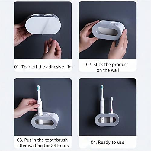 2Pcs Electric Toothbrush Holder,Wall Mounted Electric Toothbrush Holder,Double Hole Electric Toothbrush Stand Toothbrush Organizer for Bathroom (Black+grey)