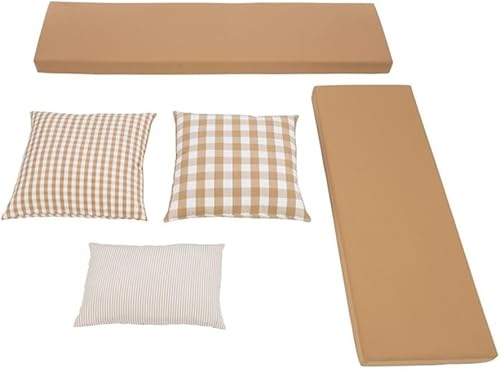 Miniatura 3 de Linon Troyin - Rincón de almacenamiento de madera blanca con cojines y almohadas beige