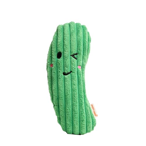 Puffy Crew Squeaky Dog Plush Toy Bite_Stick Collection 8 for Small and Medium Dogs (Cucumber)