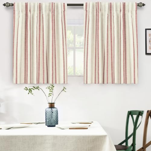 DriftAway Farmhouse Stripe Blackout Curtains, W52xL36, Red
