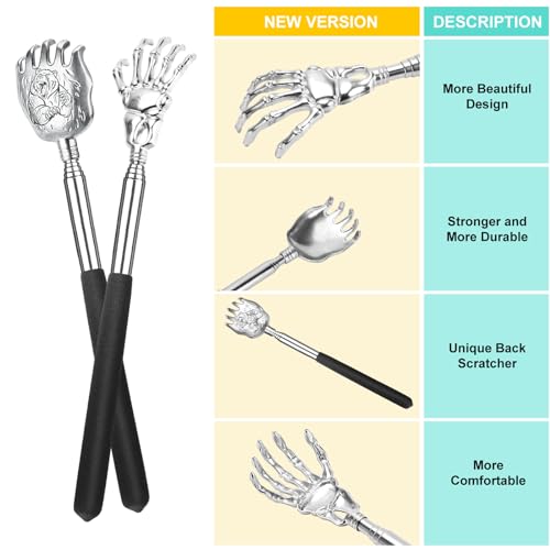 Image of Oversized Back Scratcher Gift Set, 4 Pack Portable Extendable Stainless Steel Telescoping Massage Tool, Gift /Stocking Stuffers for Men Women
