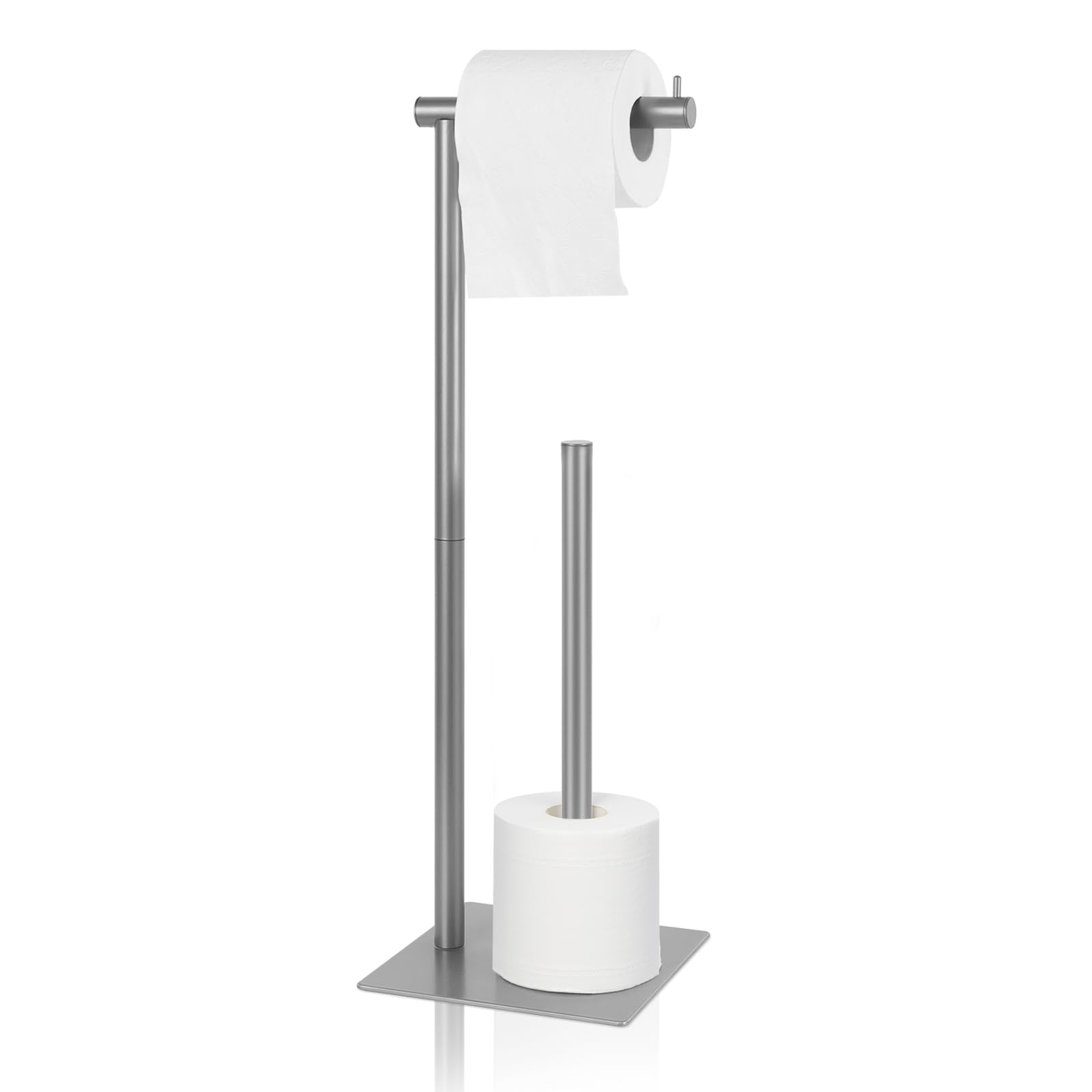 Freestanding Toilet Roll Holder Silver Toilet Paper Holder with Reserve โ image 1