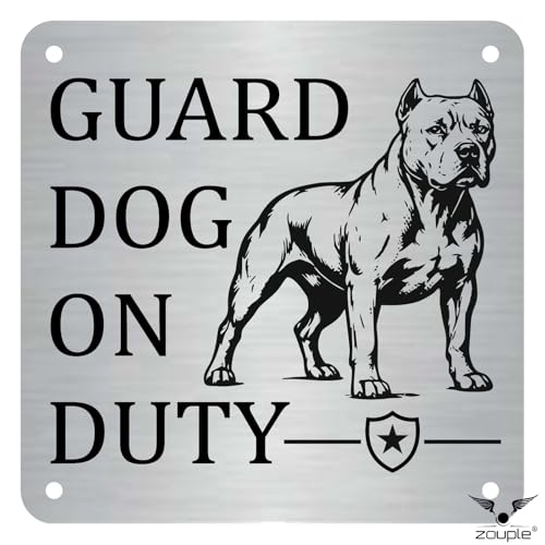 Image of Beware of Dog Sign, Pitbull, 8x8 Inch, Durable Steel, Triple Mount