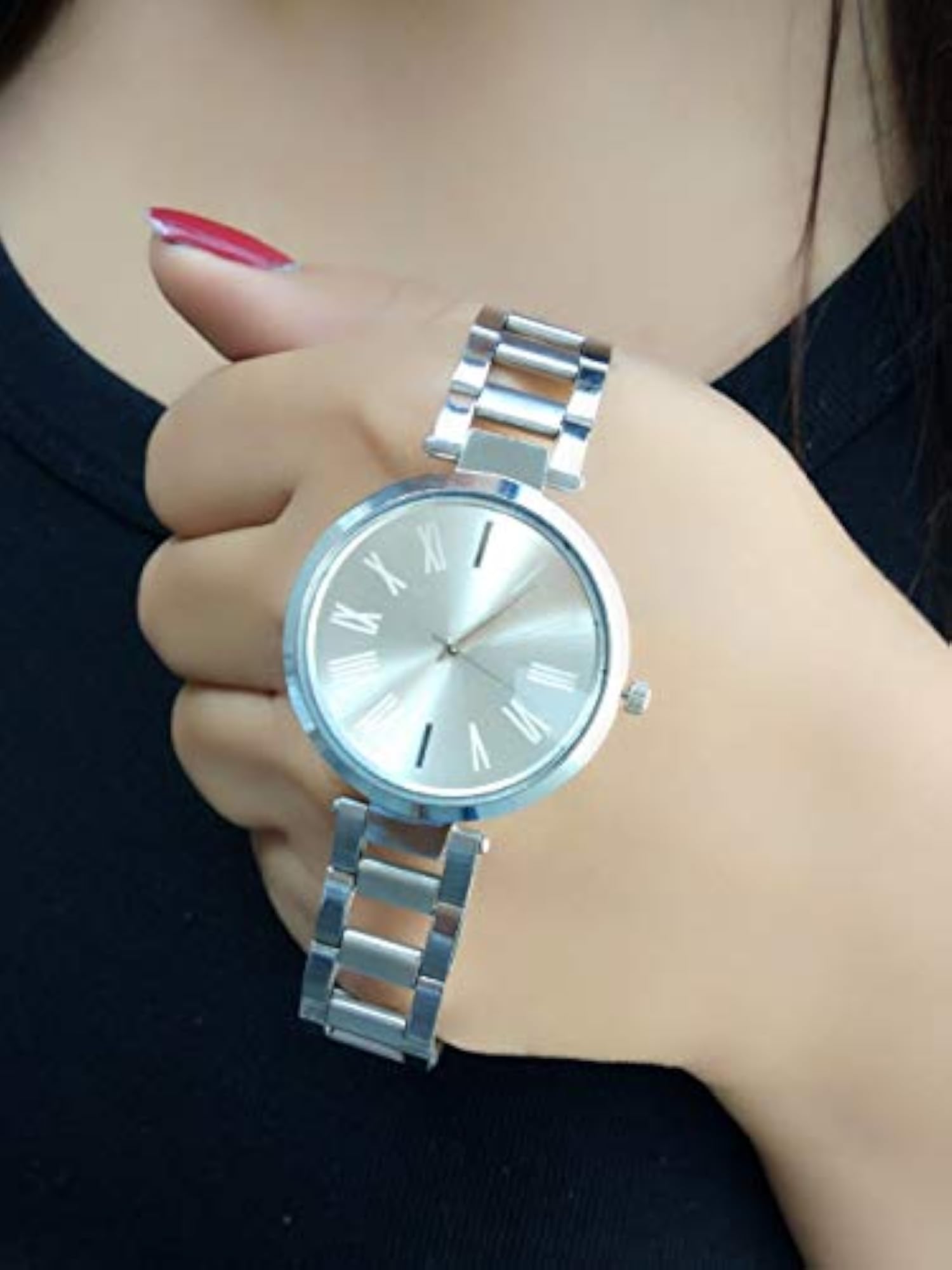 Women's Silver Metal Analog Watch with Free Bracelet