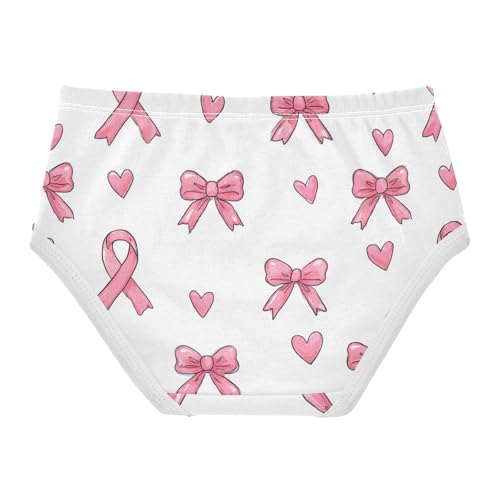Wusikd Pink Ribbon Bow Heart (4) Girls' Underwear Cotton Girls Briefs Soft Toddler Underwear 2T2
