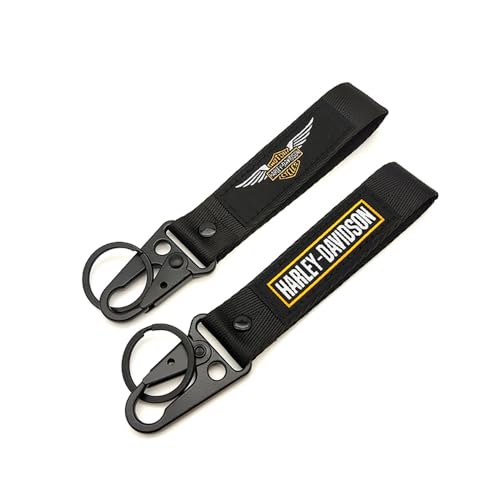 WRFUU Portachiavi Personalizzato con Ricamo in Poliestere per Motocicletta, Moto Portachiavi Personalizzato per Harley,Black-A