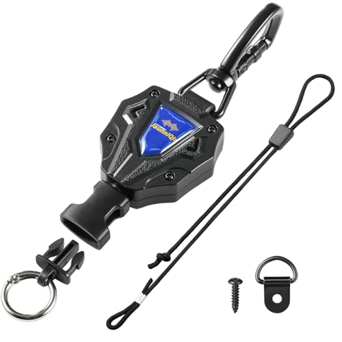 CB Mic Holder Retractable CB Radio Microphone Hanger with 28 Stainless Steel Cord Heavy-Duty Mic Tether with Adjustable Mount Kit & D-Ring with Screw Perfect for Truck Drivers Type-B