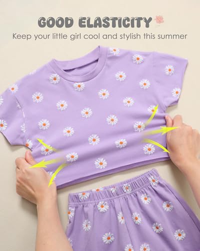 Image of SANMIO Toddler Girl Clothes Summer 3 Piece Outfits Cute | Short Sleeves Checkered Tops Shorts and Headband Girls Clothing Set