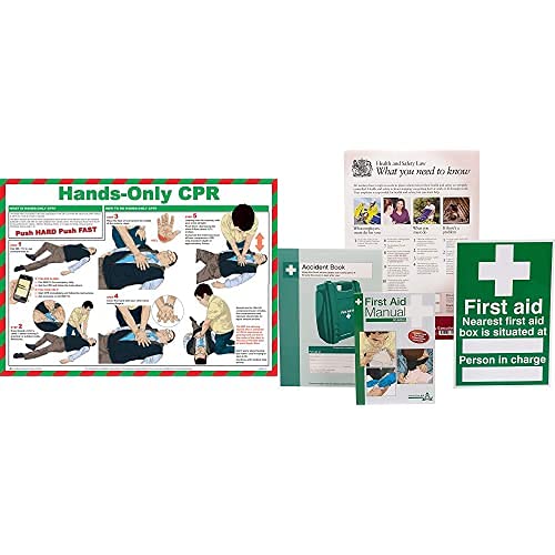 Safety First Aid Group Hands-Only CPR Poster, Laminated (59 x 42 cm), with HSE Compliance Supersize Kit, Bundle