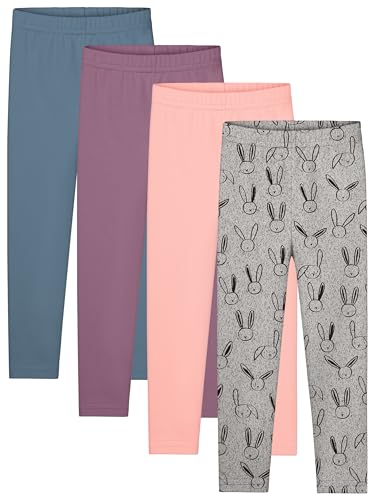 Resinta 4 Packs Toddler and Baby Girls Cotton Leggings Full Length Pants Stretchy Soft Tights Pants for Kids