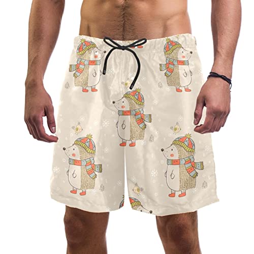 Maillots de bain hommes JDEZ : short de plage hérisson Noël à séchage rapide