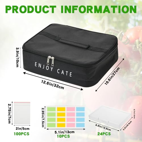 Image of 24 Slot Seed Storage Organizer Box with Insulated Bag with Dual Zipper Bag, Garden Seed Organize Sealed Bags and Label Stickers Saving Container Keeper Set for Garden Vegetable Flower Plants