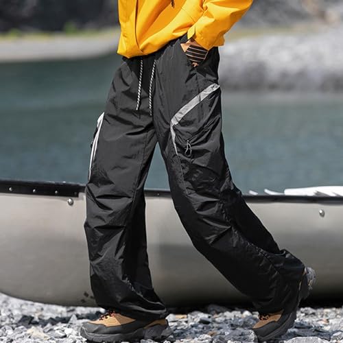 XYXIONGMAO Men's Grey Loose Drawstring Elastic Waist Multi-Pocket Sweatpants Streetwear Overalls Cargo Pants for Men4