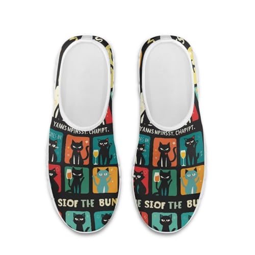 Howilath Cat Print Women's Loafers & Slip-on Running Sneakers Breathable Anti-Skid Hands Free Shoes