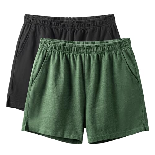 Image of AMY COULEE Mens Lounge Shorts 4 inch Pajama Lightweight Cotton Sleep Bottoms with Pockets