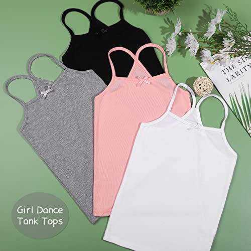 Poroka 4 Pack Girl Dance Tank Tops Spaghetti Strap Top Sleeveless Cami Undershirt For Girls Dance Ballet Yoga Exercise #TOP3