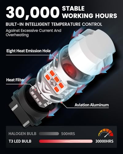 Image of LASFIT 3157 LED Bulb Amber, T3 4157 3057 Turn Signal Bulb Built In Resistor CANBUS Error Free Front Rear Turn Signal Light 3457 3047 3357 4057 3056 3456 4156, Only For Standard Socket,Pack of 2