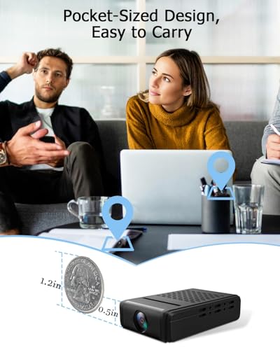 XNJ Mini WLAN Kamera, 4K HD Überwachungskamera 180° drehbarem Objektiv, Remote Viewing für Sicherheit mit APP, mit Nachtsicht, Bewegungserkennung (Schwarz)