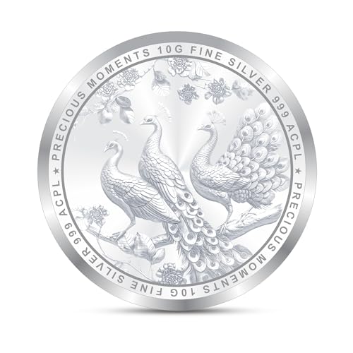 Image of Precious Moments Peacock Rangoli Silver Coin 10 Gram | 20 Gram | 50 Gram | 100 Gram BIS Hallmarked 999 Purity with Gift Box by ACPL