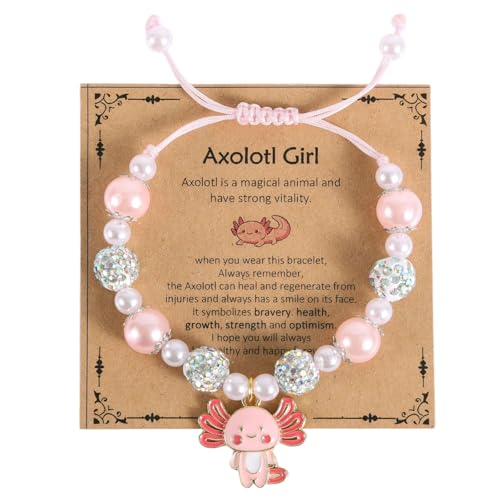 Mikovivi Pulsera Ajustable de Ajolote, Pulsera con Dije Cuentas Ajolote con Una...