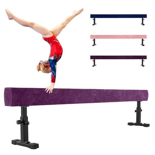 COSTWAY 226 cm Schwebebalken mit 3 Höhen verstellbar, Gymnastikbalken, Heimtrainingsgerät mit robusten Metallbeinen & Rädern, Balancierbalken für Anfänger und Profis (Lila) COSTWAY 226 cm Schwebebalken mit 3 Höhen verstellbar, Gymnastikbalken, Heimtrainingsgerät mit robusten Metallbeinen & Rädern, Balancierbalken für Anfänger und Profis (Lila)