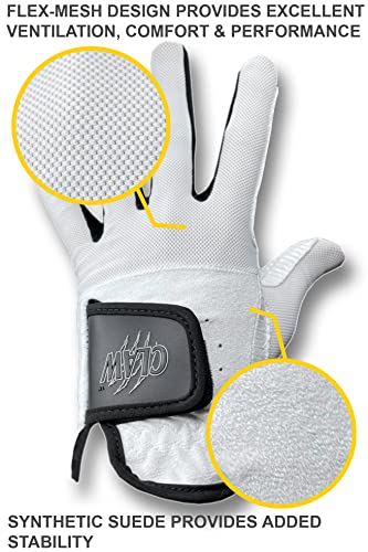 Caddydaddy Claw Pro Men’s Golf Glove - Breathable, Long Lasting (White, Large, Worn On Left Hand) #TOP5