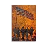 American Soldiers Wandkunst, Soldaten mit Flagge, Armee-Wanddekoration, gerahmter Leinwanddruck, Militär-Poster, für Büro, Studium, Veteranen, Geschenk (4), 20 x 30 cm